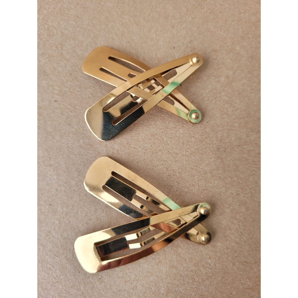 2 Pares De Presilha Tic Tac Promoção - Dourado