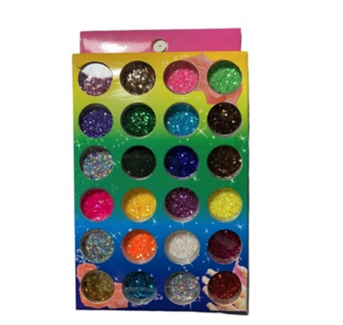 Kit 24 Glitter Flocado e Finos Para Unhas Maquiagem Resina