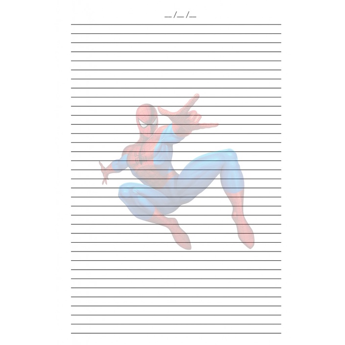 BLOCO DE 50 FOLHAS PARA FICHARIO HOMEM ARANHA papel de carta, folhas pautadas