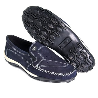 Sapatilha Mocassim Masculino em Couro Legítimo Azul Marinho