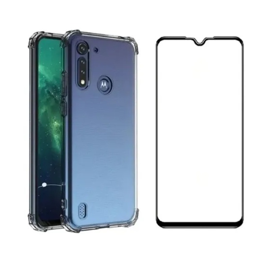Kit Capa Anti- Impacto + Película Vidro Temperado 3D P/ Moto G8 Power Lite em Oferta na Shopee