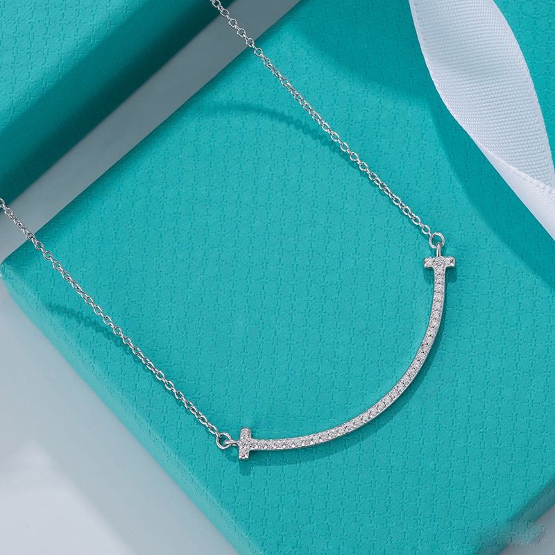 Colar gargantilha Tiffany Sorriso 925 de prata com Diamantes