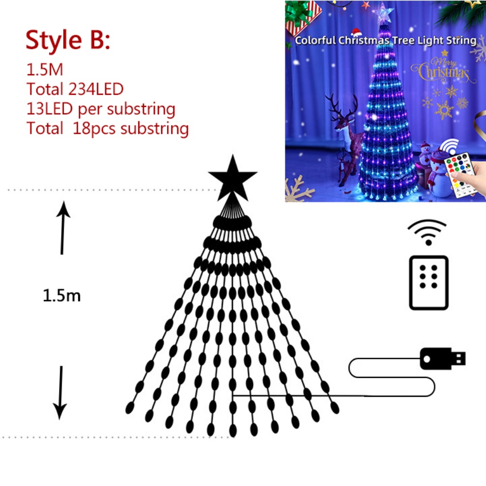 234led 304led 380led Luzes Árvore De Natal Com 16 Cores Controle Remoto   | Shopee Brasil