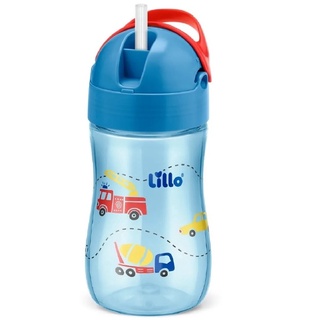 Copo Infantil Evolution Canudo Retratil Silicone 300ml Lillo Azul Ou Rosa