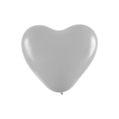Balão Coração Látex Cromado 6" Prata - 25 Unidades - Art-Latex