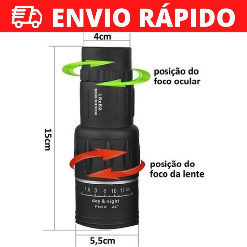 Monóculo Binoculo 8km Profissional Tático Luneta Telescópio Corpo Emborrachado