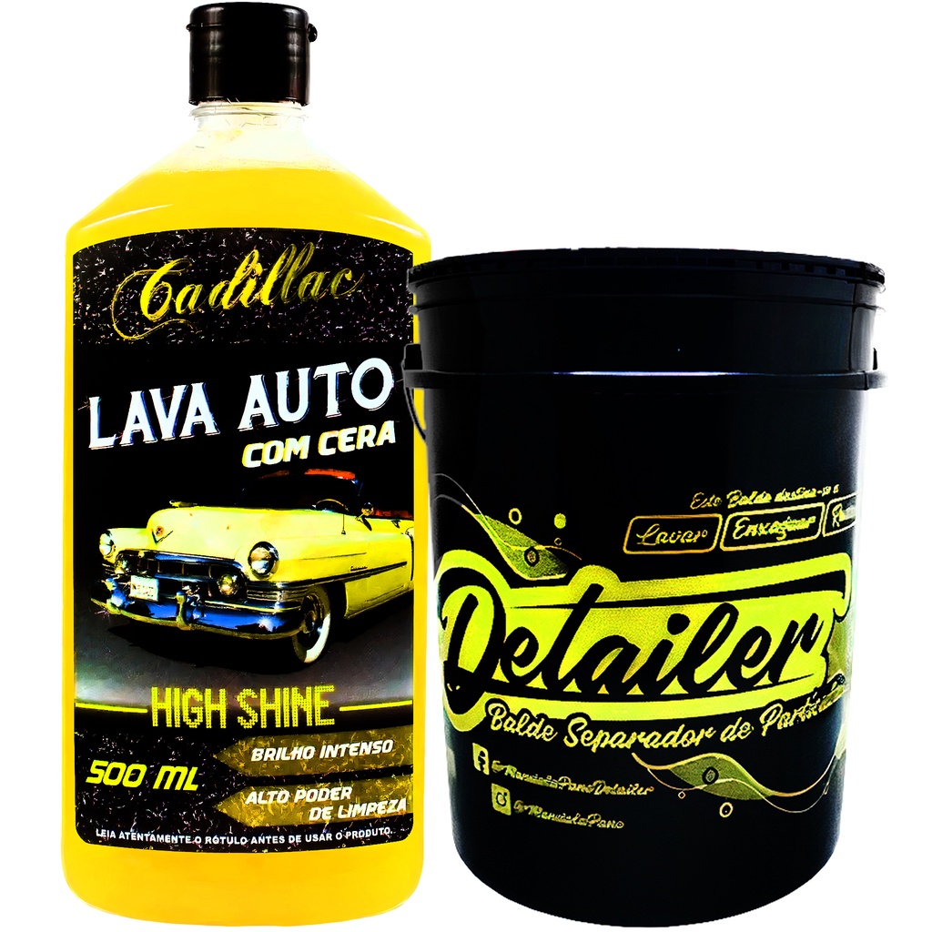 Kit Lava Auto High Shine 500ml + Balde Detailer Sem Separador de Partículas