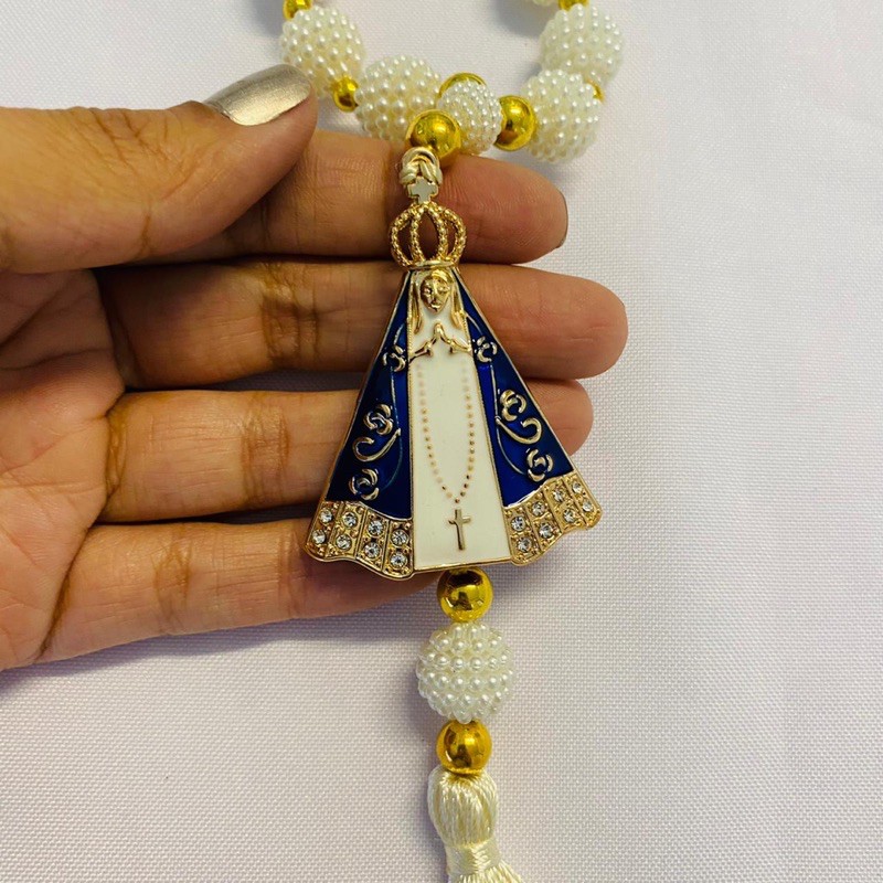 kit 1 Anjo 20cm 1 anjo 12cm 1 dezena/adorno Nossa Senhora Aparecida
