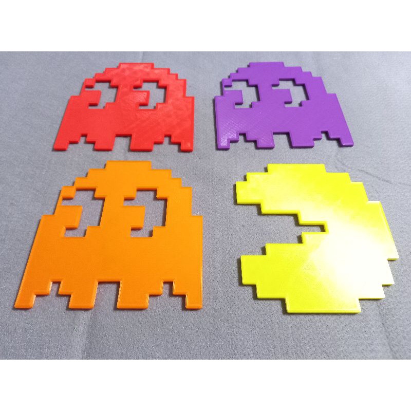 Kit decoração retro PAC Man, composto por 4 peças, sendo o PAC Man e mais 3 fantasmas (PRODUZIDO EM 3D)