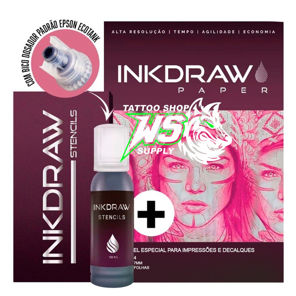 Tinta Inkdraw Stencils Para Decalque Tattoo Shopee Brasil