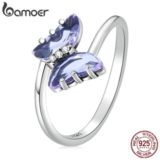Bamoer Anel Feminino Delicado De Prata 925 Com Borboleta SCR797-6