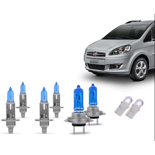 Kit Lâmpadas Super Branca Fiat Idea Elx Hlx Techone H7 H1 H