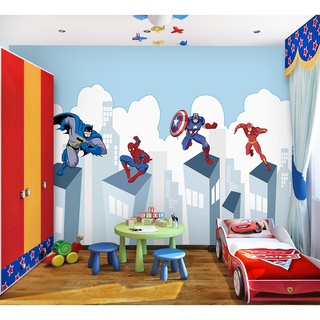 Papel de Parede Autocolante Personagens Super Heróis Decora Quarto Infantil m²