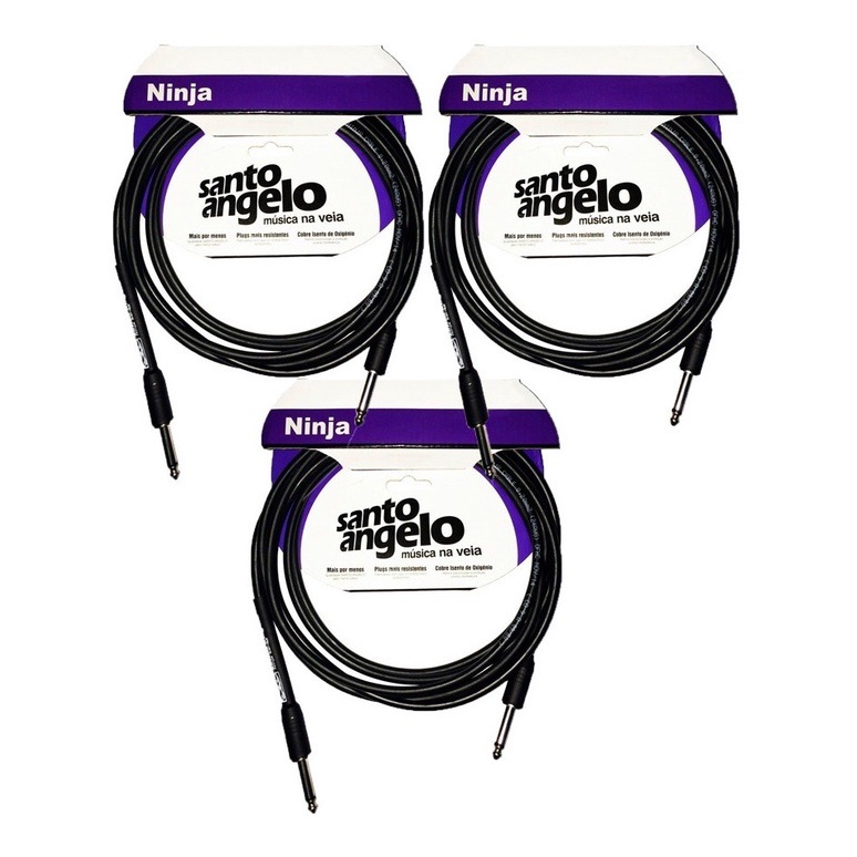 Kit 3 Cabo Santo Angelo Violao Guitarra P10 P10 4,57m Oferta