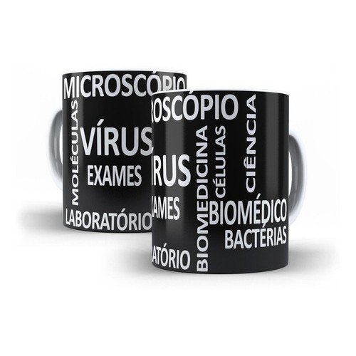 Caneca Branca de de Cerâmica Profissões Biomedicina Ciências Vírus