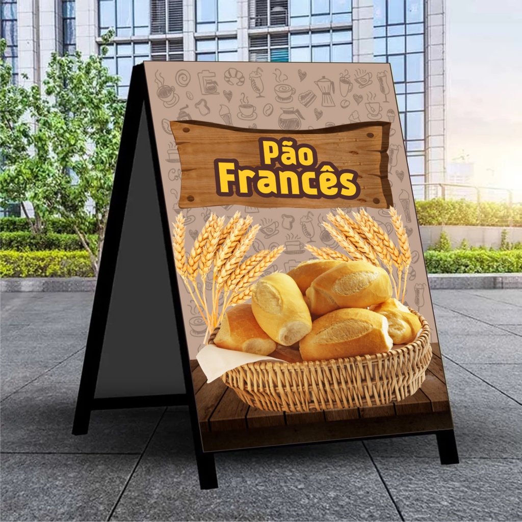 Cavalete 2 LADOS Pão Francês - Padaria - 45x65