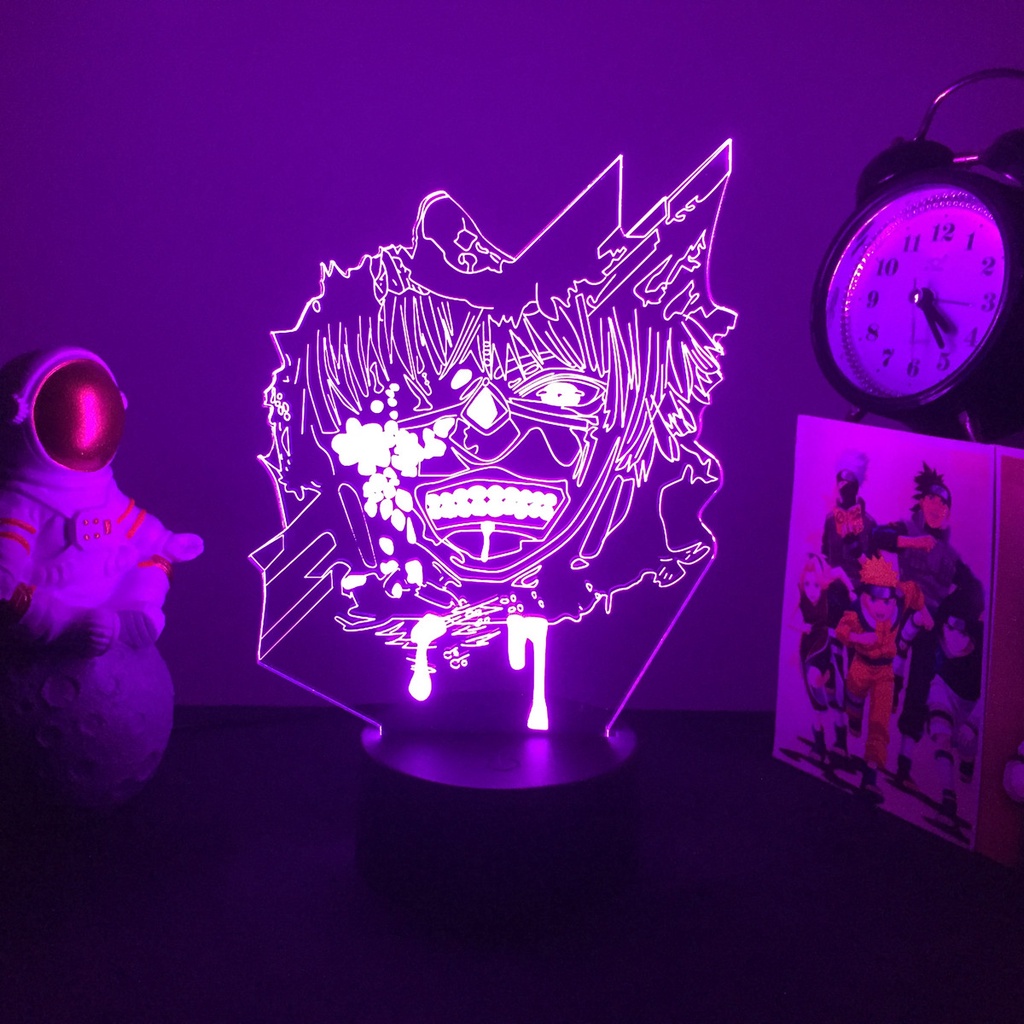 Anime Tokyo Ghoul Ken Kaniki Luminária LED 3D Noturna Presente e Decoração