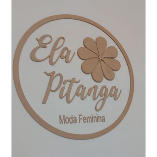 Logo Mdf 3mm 60/50/40cm cru Nome + círculo+ desenho +atividade logomarca logotipo