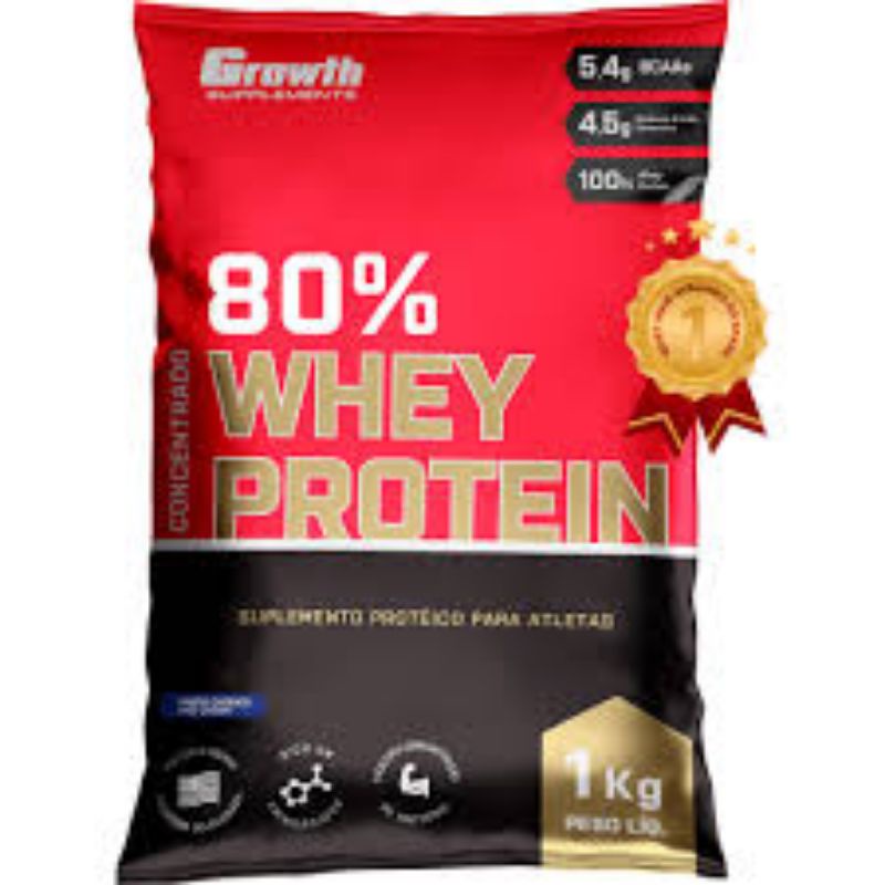 Whey Protein Growth Concentrado 1 Kilo Sabor Chocolate Branco Shopee