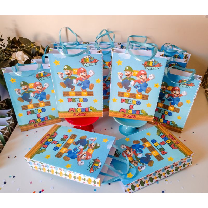 KIT 10/15/20 Sacolinhas Supressa, Festa Super Mario, Lembrancinhas, Aniversário, Personalizadas.