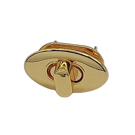01 Fecho Torniquete para Bolsa com Excelente Acabamento em Dourado com Verniz Cataforético ou Grafite