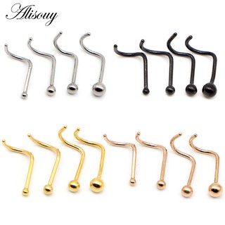 Alisouy 1PC Pequenos Anéis De Bolas De Nariz Perfurado Pinos 1,5mm 20G Aço Inoxidável Cirúrgico Preto/Rosa Ouro/Prata Cor