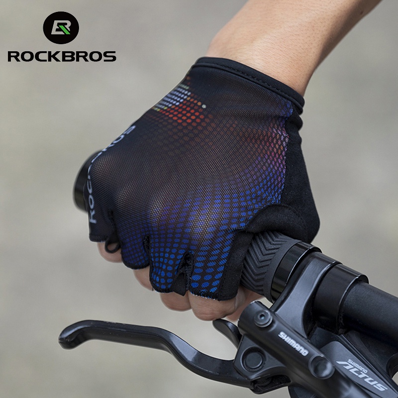 Luvas ROCKBROS De Ciclismo Coloridas Respiráveis SBR Pad Ginástica Antiderrapantes Esportivas Da Moda - Sports & Outdoors