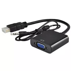 Cabo Adaptador Conversor Hdmi para Vga HDMI2VGA Pc Notebook com saida p2 de audio 20 cm