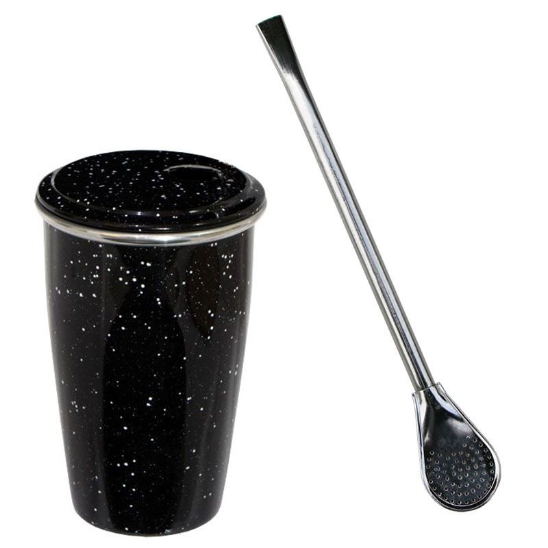 Kit Terere: Copo Termico e Bomba Metal Preto- Gastrobel