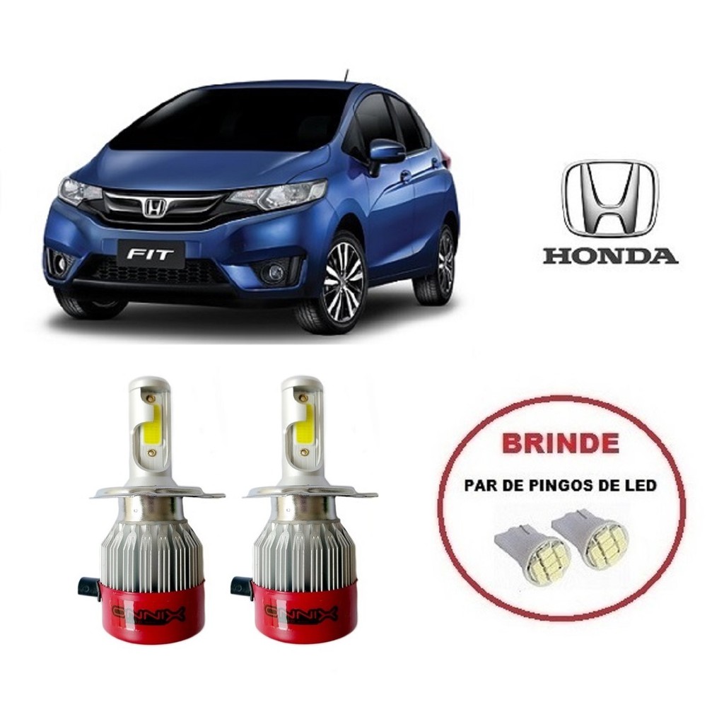 Kit 2 Lampadas Super Led para Farol Alto E Baixo com 8000 Lumens e 6000K para Honda Fit 2009 2010 2011 2012 2013 2014