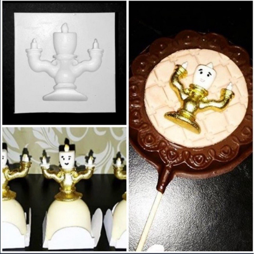 Molde De Silicone Candelabro, Bela E A Fera