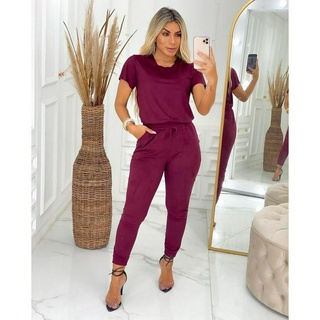 Conjunto Suede Inverno Calça Blusinha Modinha Lançamento Feminino Barato