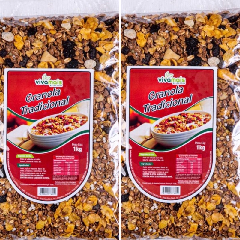 kit 2 Granola Tradicional 1kg /Vivamais Alimentos em Oferta na Shopee