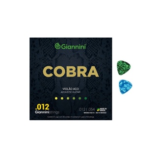 Encordoamento Giannini p/ Violão Aço Cobra .012 GEEFLKS + 2 Palhetas em Oferta na Shopee