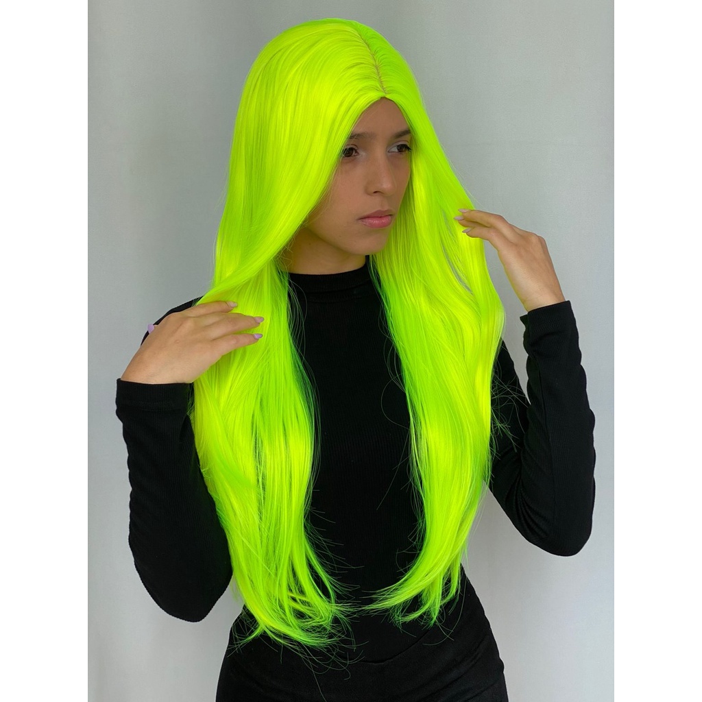 neon green lace front wig