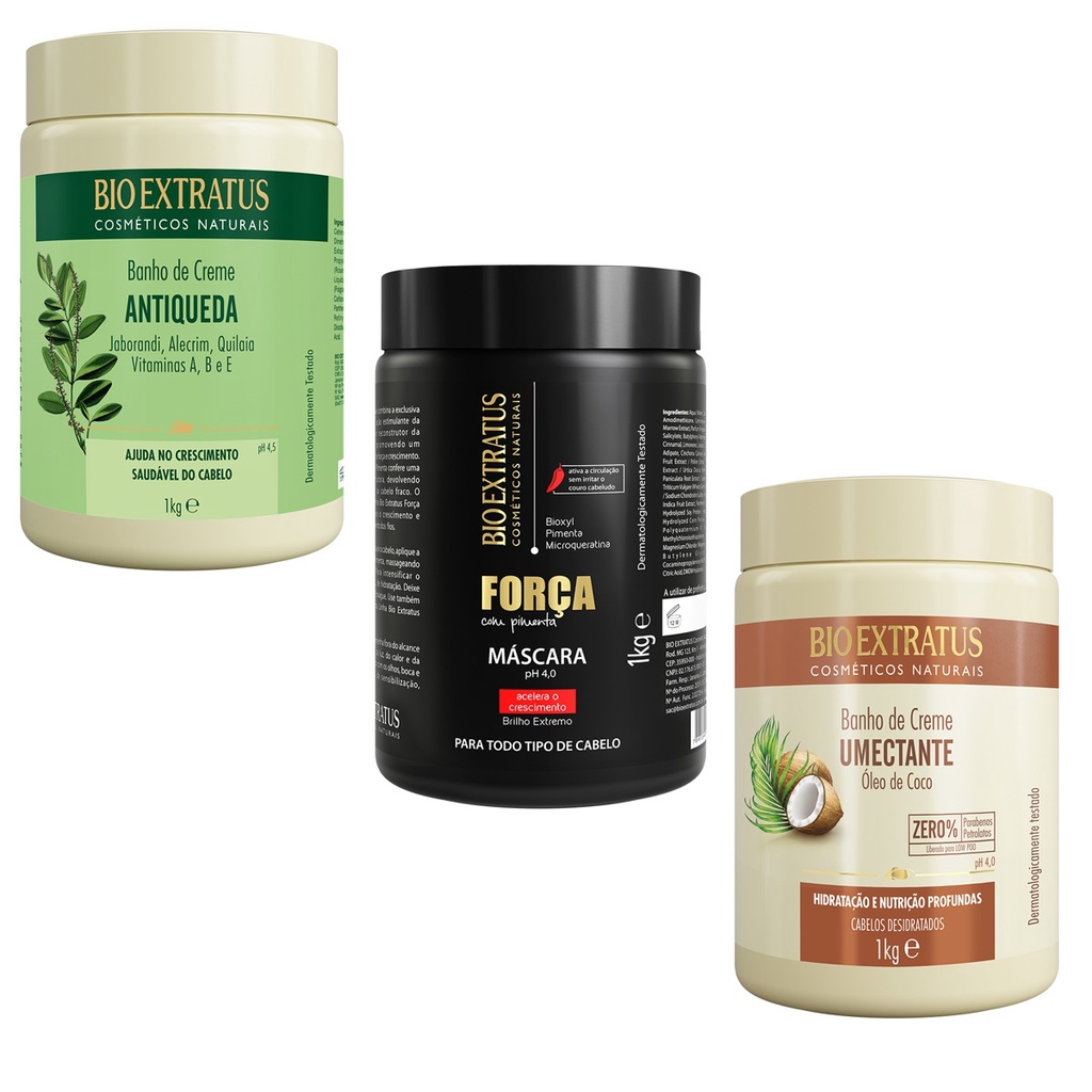 Kit Cronograma Capilar para Força e Crescimento (1KG FORÇA/JABORANDI/UMECTANTE)