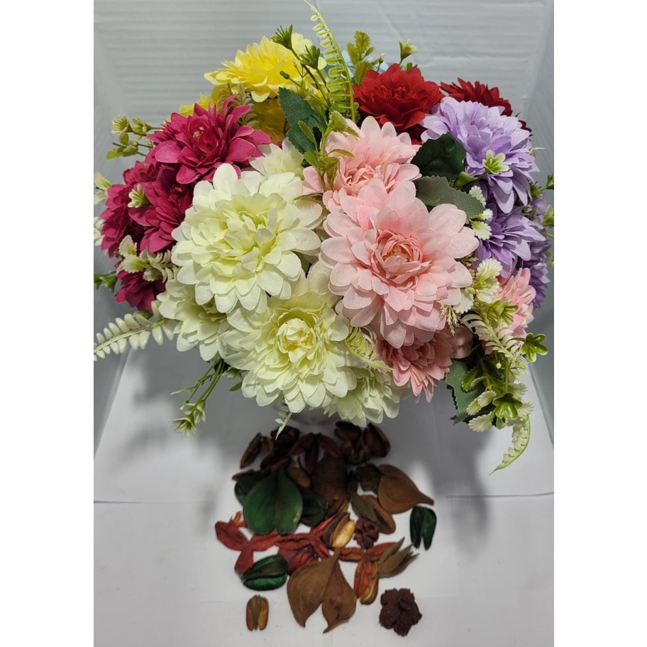 Dália Flor Artificial *5 hastes* em Oferta na Shopee