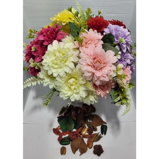 Dália Flor Artificial *5 hastes* em Oferta na Shopee