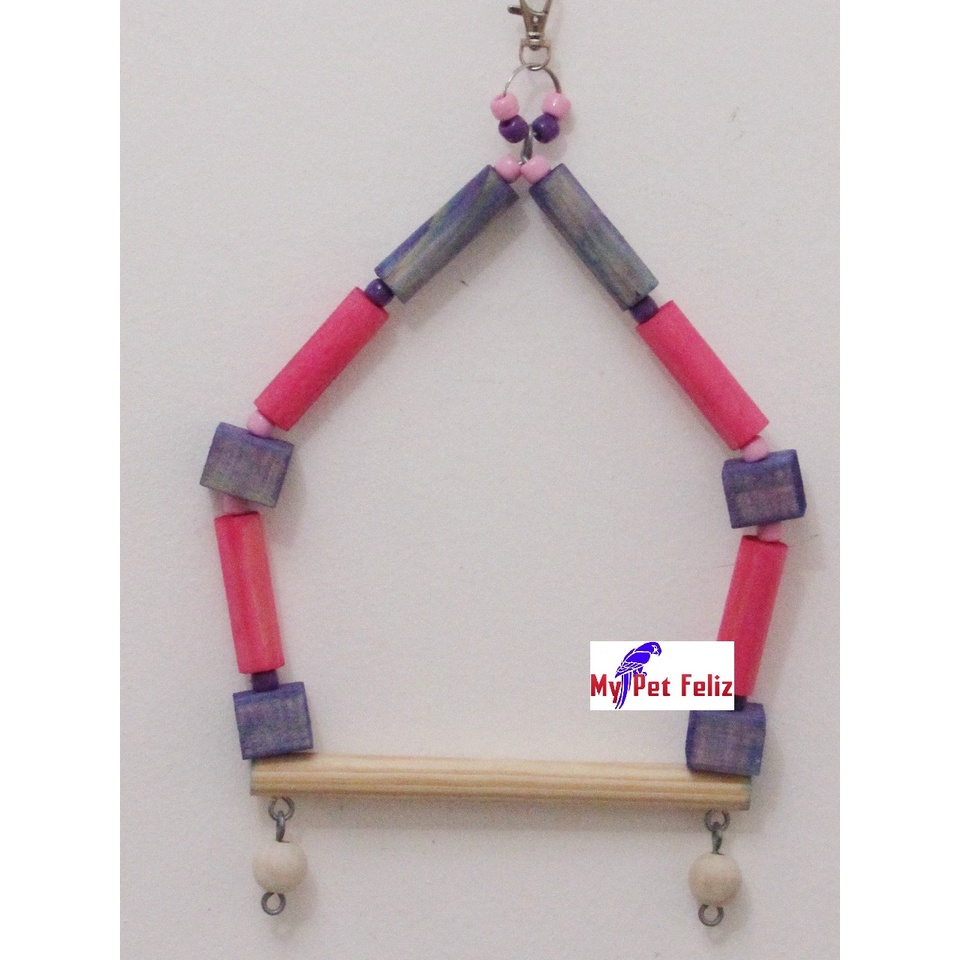balanço calopsita - balanço periquito - balanço para pássaros pequenos (MOD - rosa e lilás)