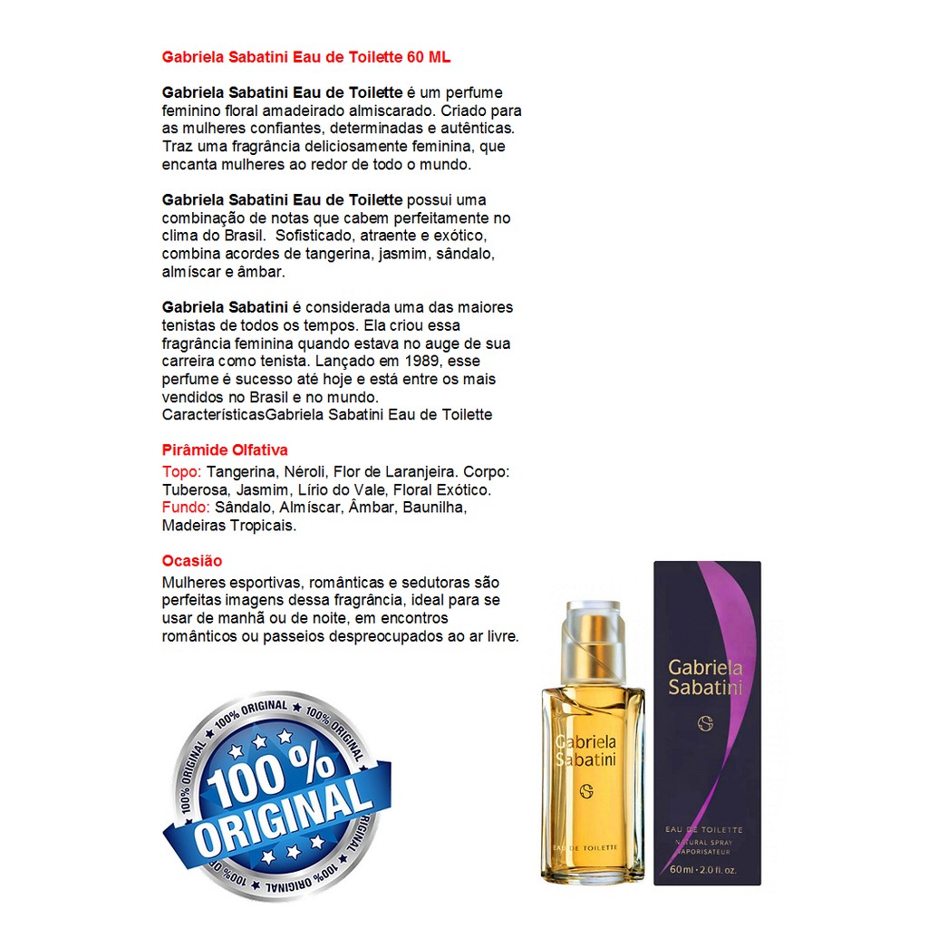Perfume Importado Gabriela Sabatini 60 Ml Original E Lacrado Shopee Brasil
