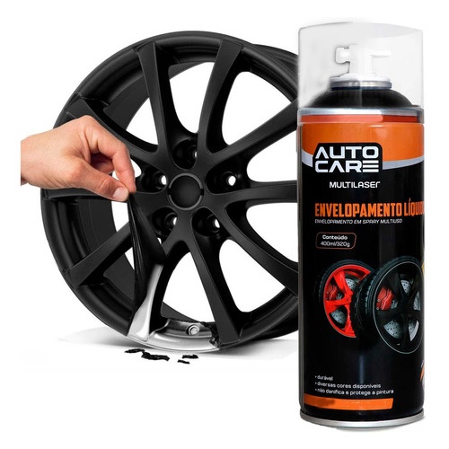 Tinta Spray Envelopamento Líquido Preto Fosco Multilaser Plástico Metais Rodas Multi 400ml
