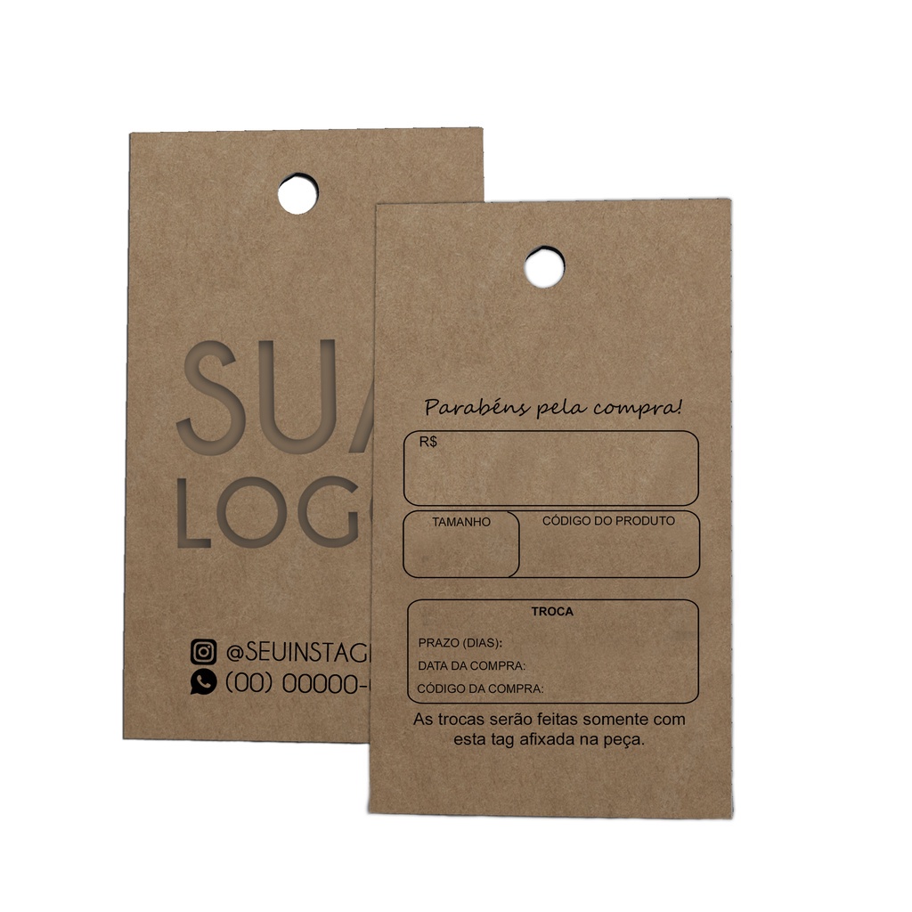 Tag, Tags e Etiquetas de Roupas Kraft Personalizadas em Oferta na Shopee
