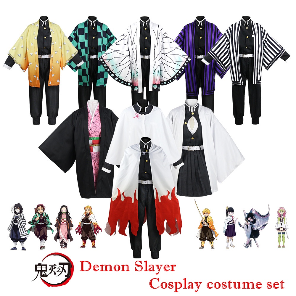 Fantasia De Halloween Roupas Anime Demon Slayer Cosplay Vestido Tanjirou/Nezuko/Kyoujurou Traje