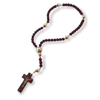 Terço Santa Chagas De Jesus Cristo Madeira Mogno Cruz 36cm