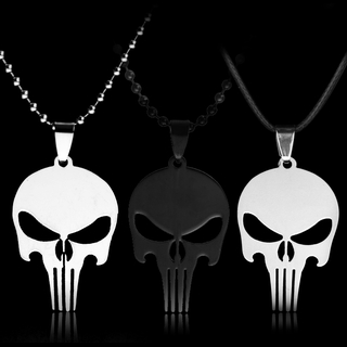 Colar Punidor Frank Castle Skull Head Eye Crossbones Army Silver Cor Pingente Jóias De Aço Inoxidável Marvel Homens