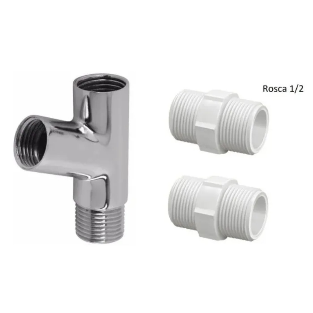 Adaptador Junção Y 1/2 Metal Cromado + 2 Niples em Oferta na Shopee