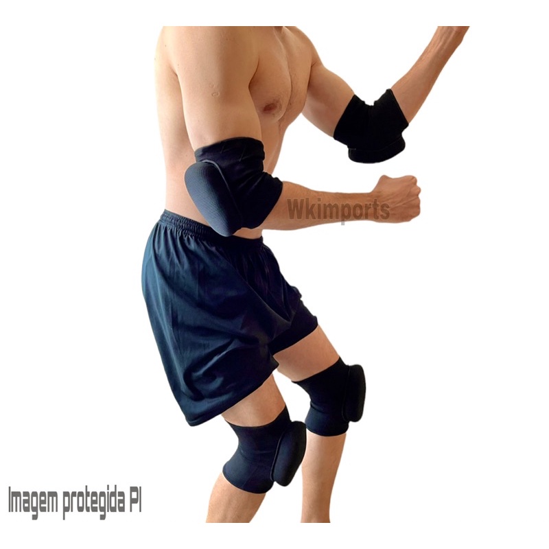 Kit Para Goleiro Joelheira E Cotoveleira Futsal Campo Esportes Proteção