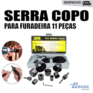 Jogo De Serra Copo Para Furadeira Com 11 Peças  Madeira Mdf Gesso Pvc Plastico