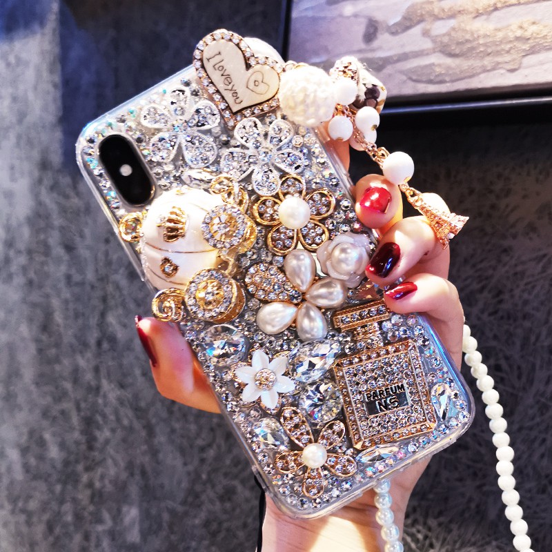 Samsung Galaxy A18 A08 A17 A27 A37 A57 A07 A16 A26 A36 A56 A06 4G 5G Diamante Pérola Cordão Com Capa Protetora De Telefo