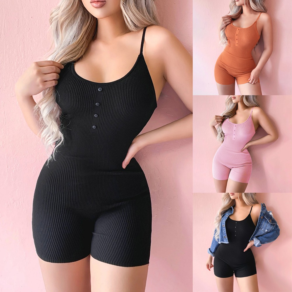 Jumpsuit Casual Playsuit Women Lounge Sexy Wear Strappy Romper Shorts Bodysuit Sleepwear Set